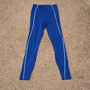 Fabletics PureLuxe Blue Leggings with White Accents